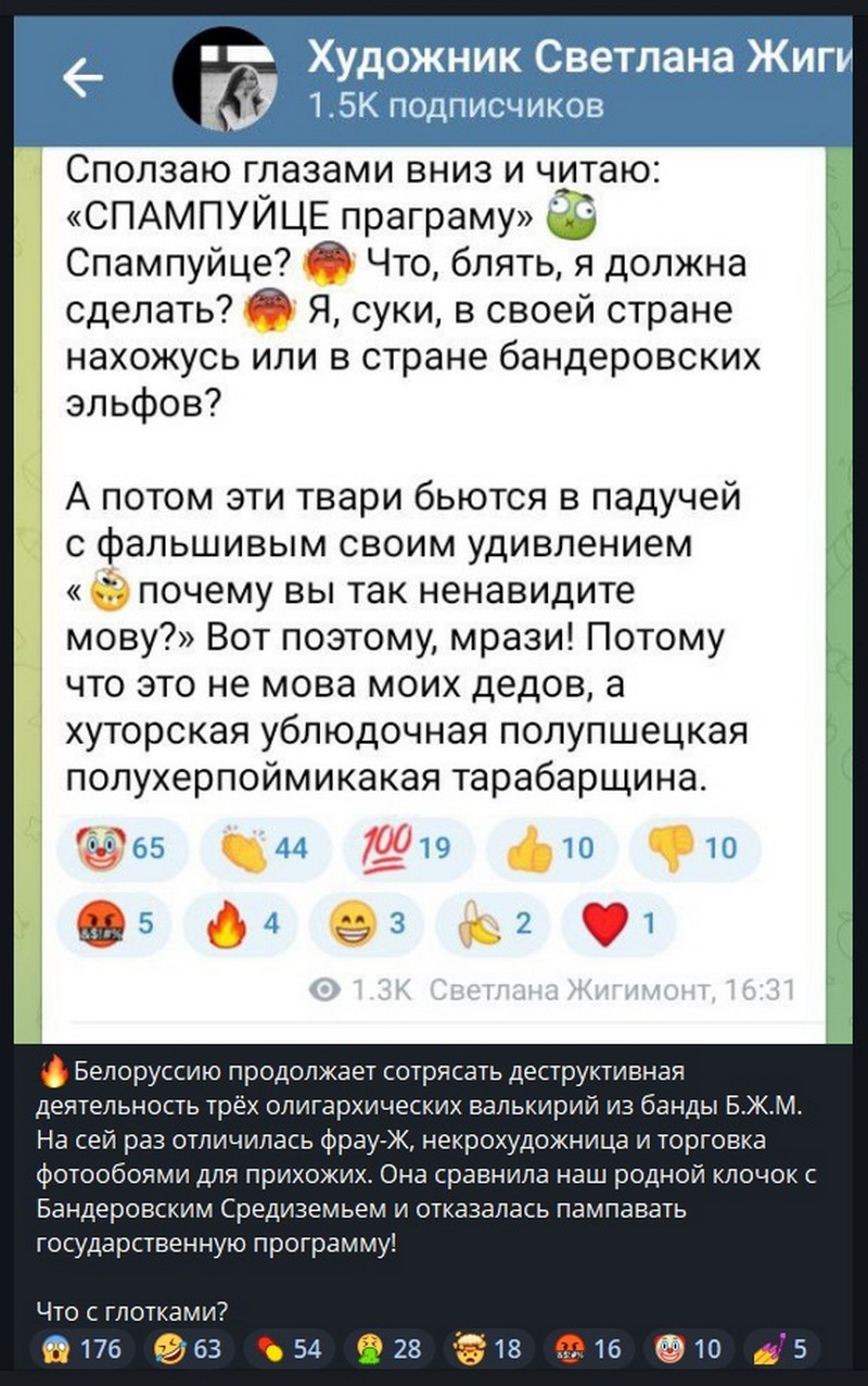 Шутка про провластную художницу