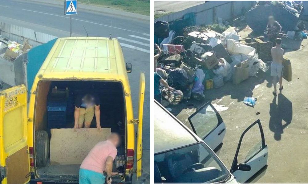 Фото нарушителей, выкидывающих крупногабаритный мусор на площадках для сбора ТКО в Березе. 