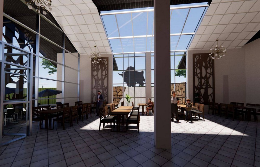 Эскиз кафе на трассе М1 возле зубра. Фото: Брестский облисполком