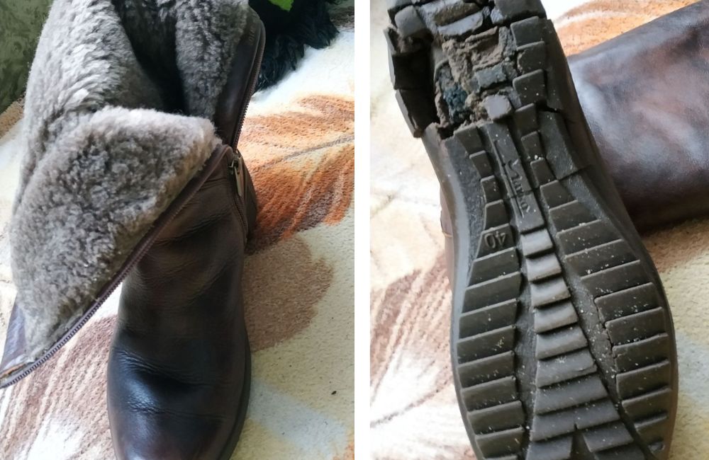 Состояние подошвы на сапогах от «Марко» после прогулки в снег. 