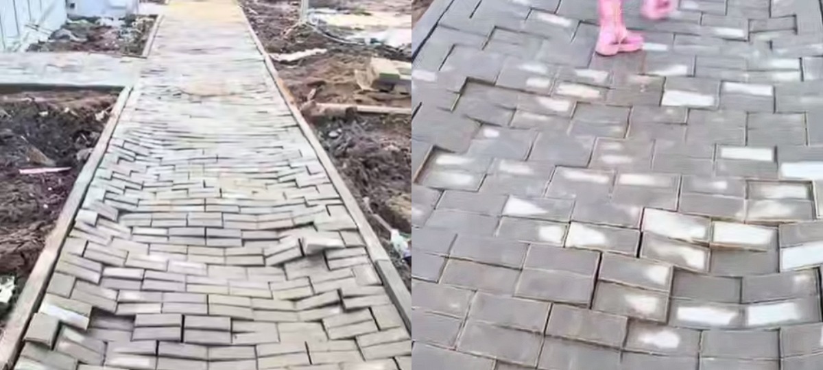 криво положенный асфальт