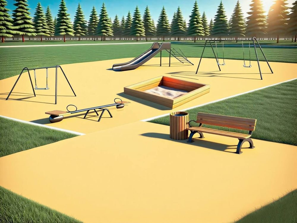 Визуализация детской площадки, которую установят в Барановичах. Фото: Барановичский горисполком