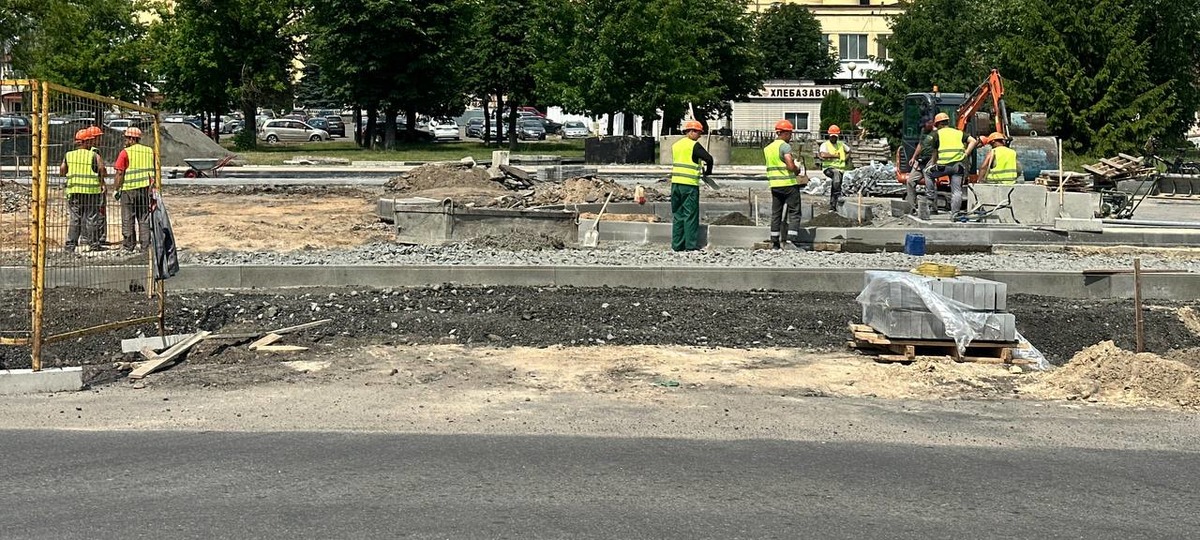 Ремонт улицы Брестской в Пинске в июне 2026 года. Фото: СТРОЙТРЕСТ №2