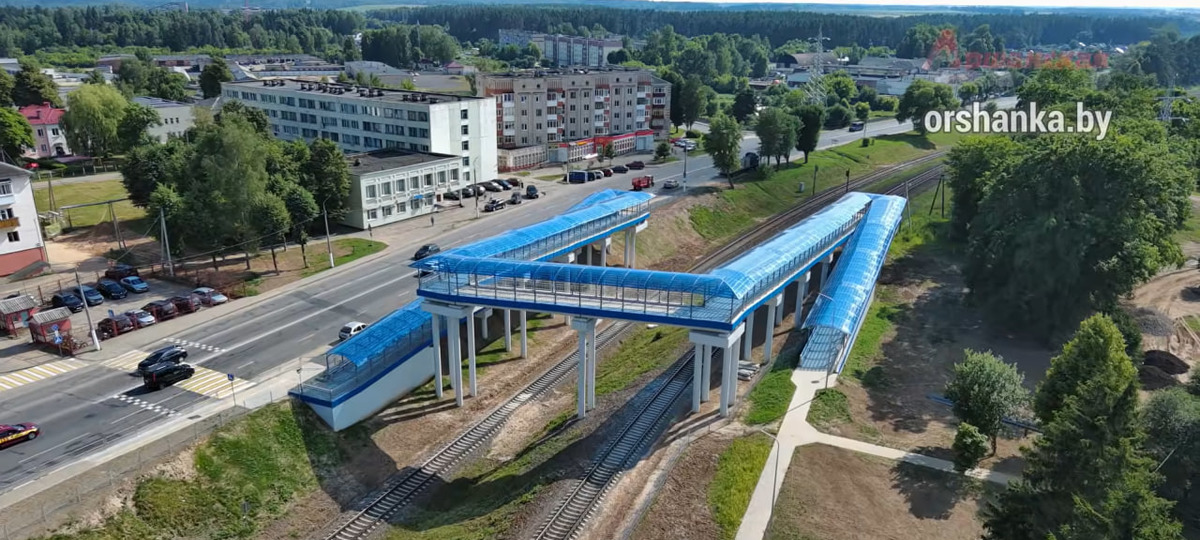Новый надземный пешеходный переход в Орше. Скриншот видео